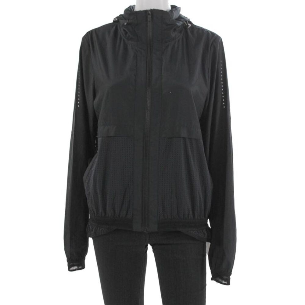 Shape Women Windbreaker Black Zip Long Sleeve Size L